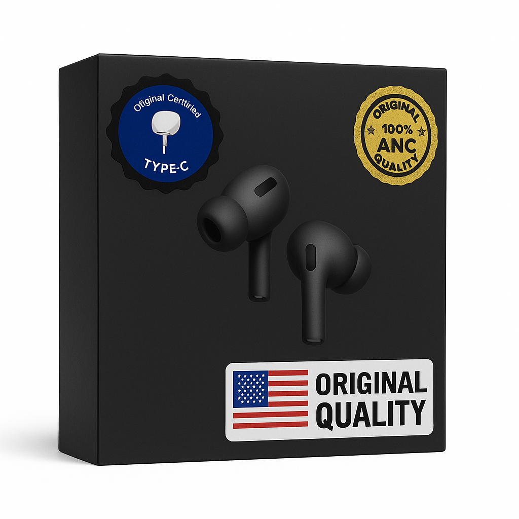 AirPods Pro 2 Black (2nd Gen) – Premium Matte Finish | Original Quality | Type-C Charging | ANC