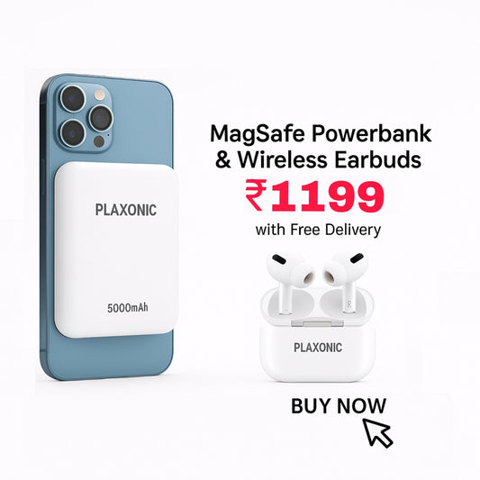 Plaxonic Combo Offer Airpod Pro- 2nd Generation + Wireless Magsafe 5000mah powerbank (White)/Premium Sound & Style JUST RS-1199/-