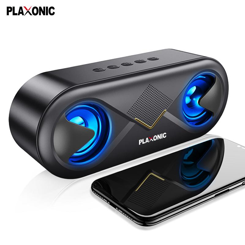 Plaxonic Gaze Tune Bluetooth Speaker, 10W Stereo Sound, Bass, 12H Playtime, Mic, RGB lights