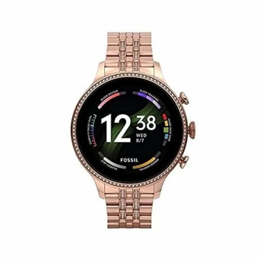 Plaxonic Fossil Gen 9 Golden Diamond Strap, Luxurious  Smartwatch ( 2 BELT) Bluetooth Calling  ,(ROSE GOLD)