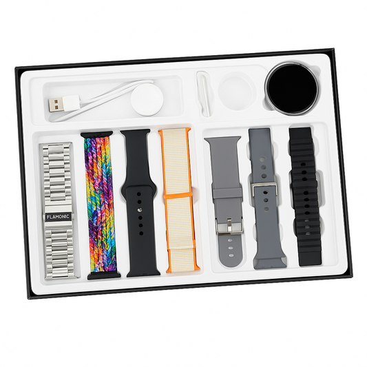 Plaxonic Active 2 Combo Smartwatch | 7 Premium Straps Included | Fitness Tracker, Calling Feature, Long Battery Life | All-in-One Smartwatch Combo Set for Men & Women