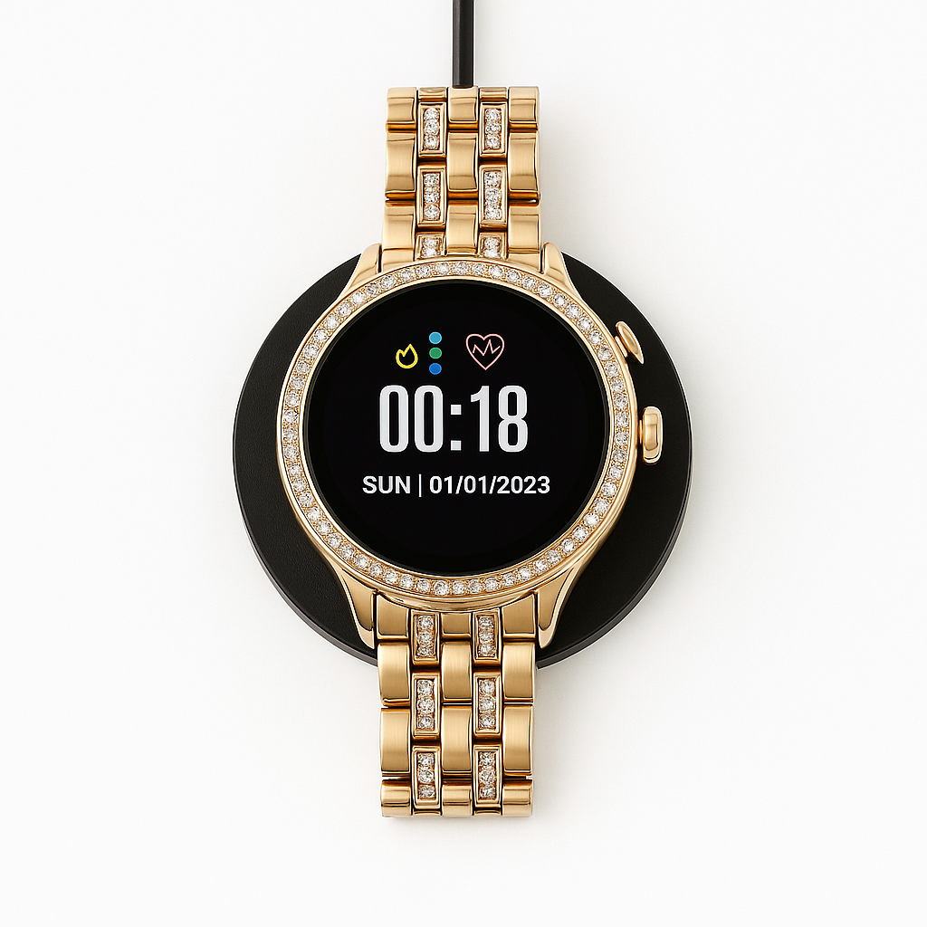 Plaxonic Gen 9 Golden Diamond Strap, Luxurious  Smartwatch ( 2 BELT) Bluetooth Calling  ,(ROSE GOLD)