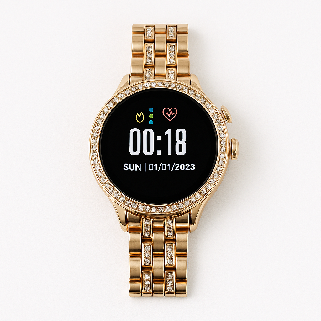 Plaxonic Gen 9 Golden Diamond Strap, Luxurious  Smartwatch ( 2 BELT) Bluetooth Calling  ,(ROSE GOLD)