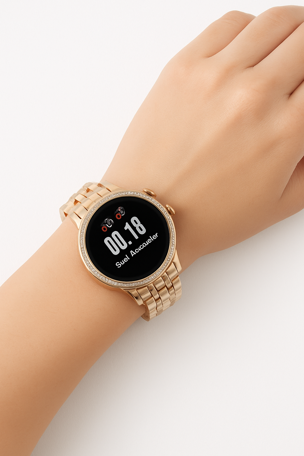 Plaxonic Gen 9 Golden Diamond Strap, Luxurious  Smartwatch ( 2 BELT) Bluetooth Calling  ,(ROSE GOLD)