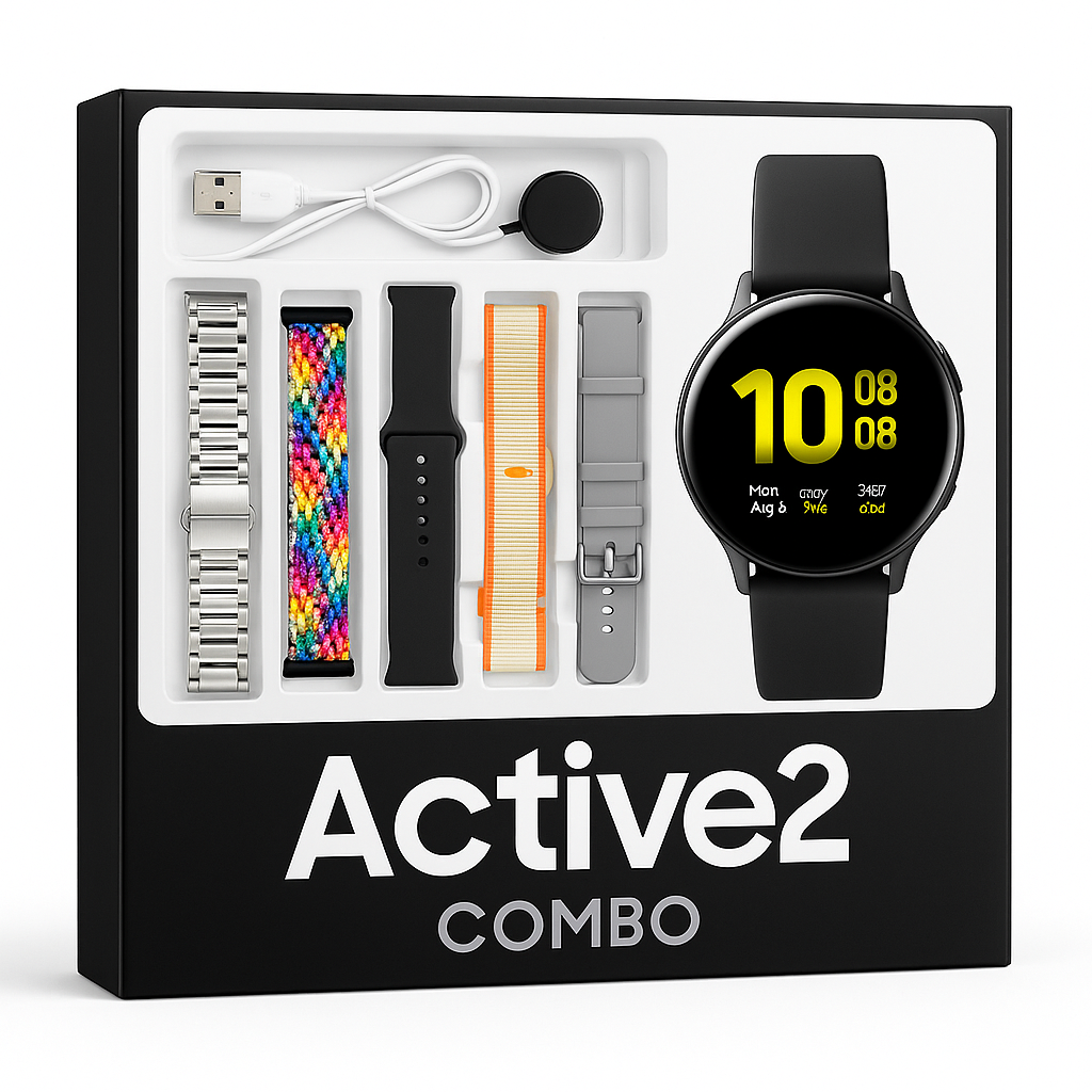 Plaxonic Active 2 Combo Smartwatch | 7 Premium Straps Included | Fitness Tracker, Calling Feature, Long Battery Life | All-in-One Smartwatch Combo Set for Men & Women